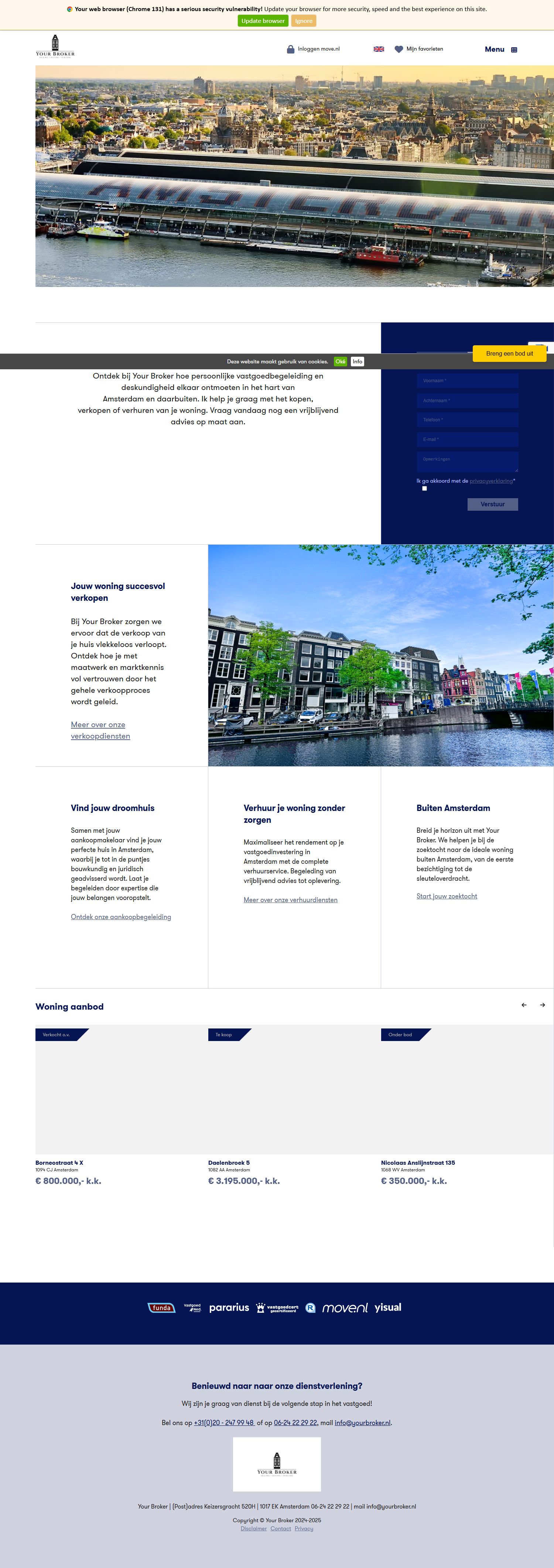 Screenshot van de website van www.yourbroker.nl