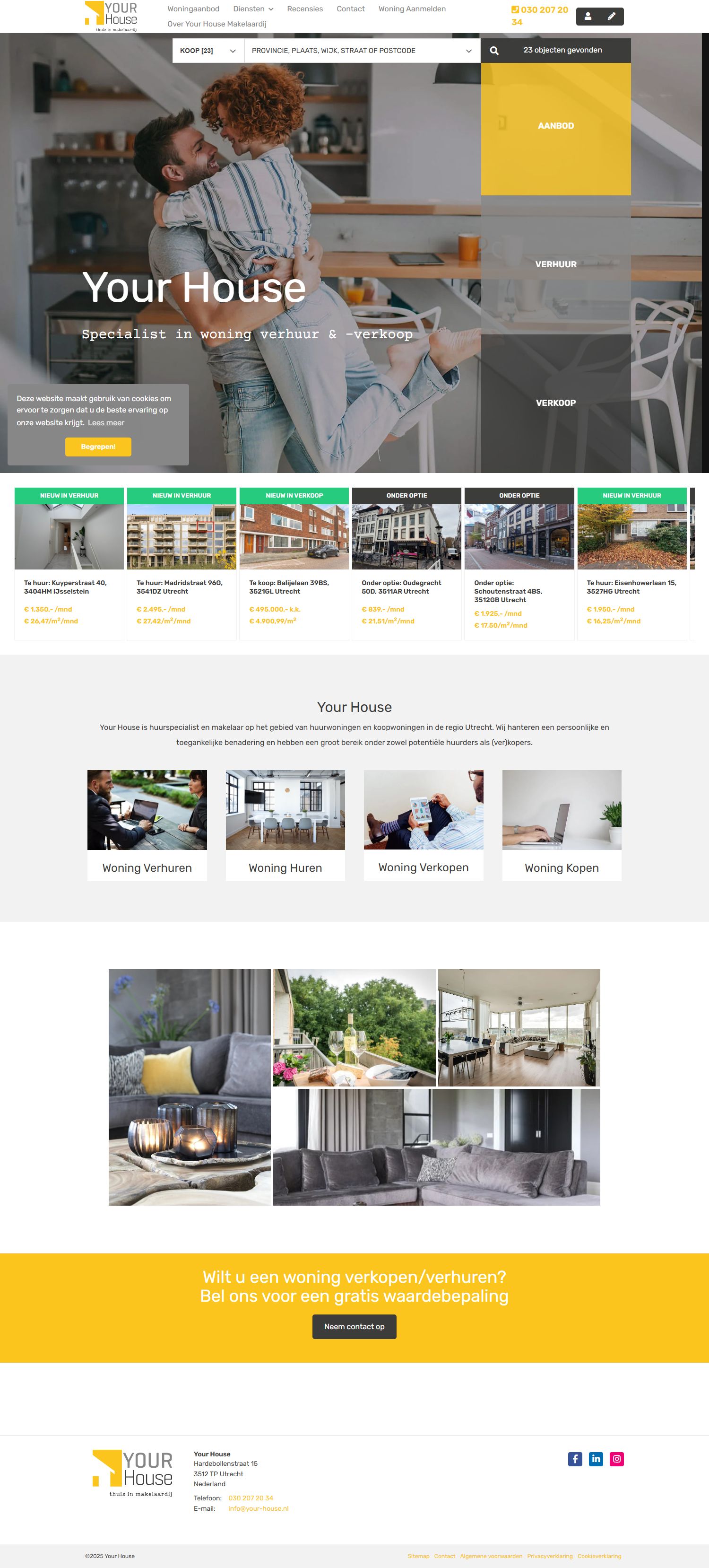 Screenshot van de website van www.your-house.nl