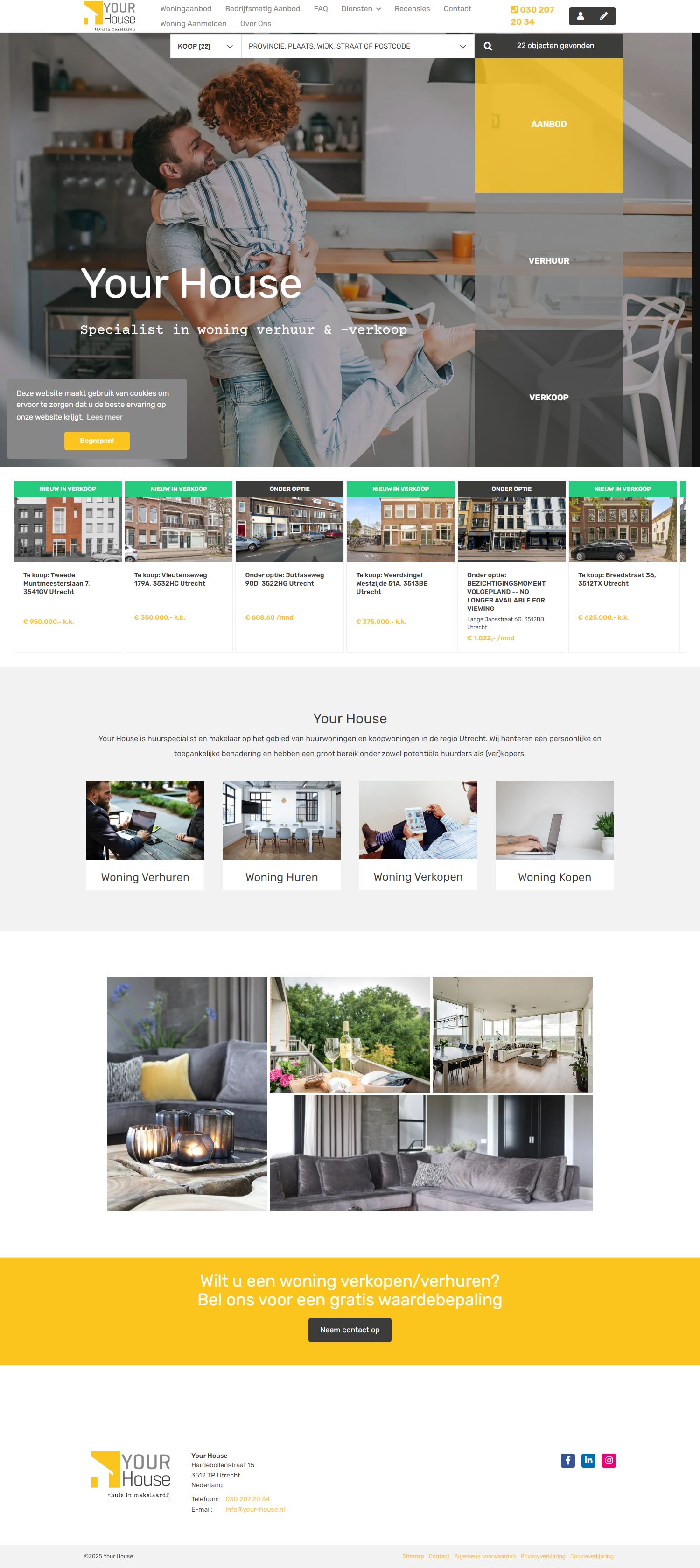 Screenshot van de website van www.your-house.nl
