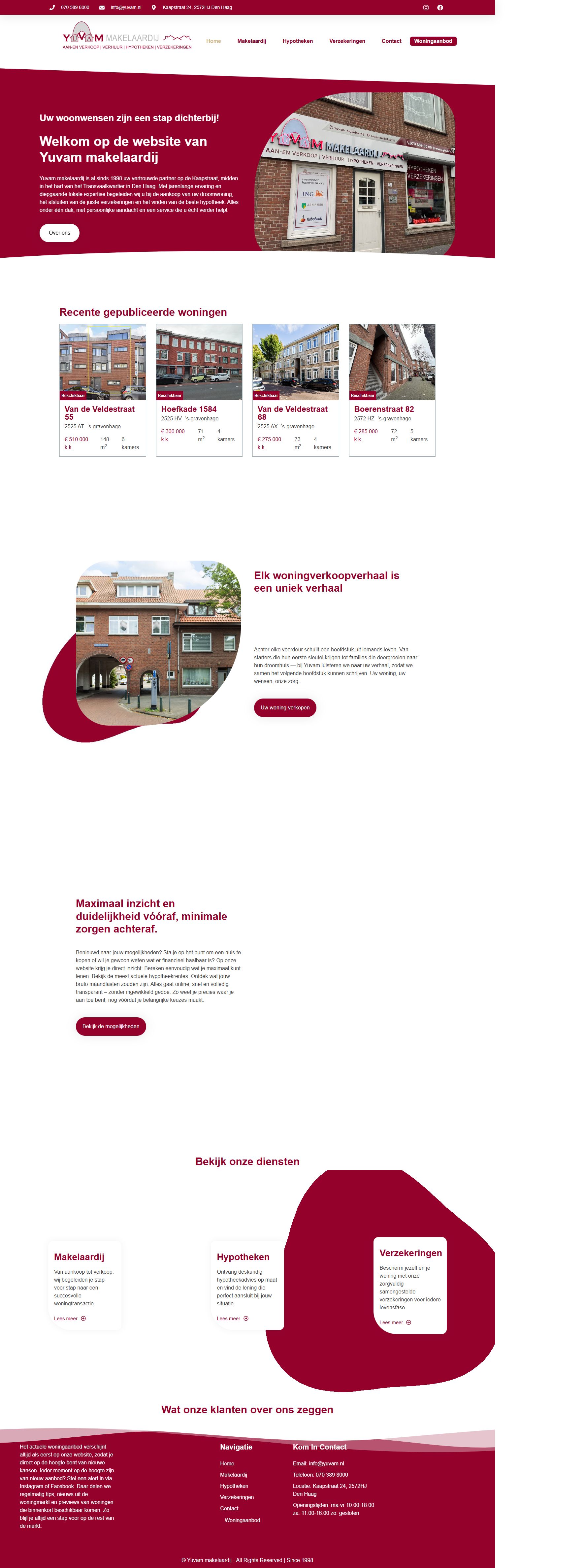 Screenshot van de website van www.yuvam.nl