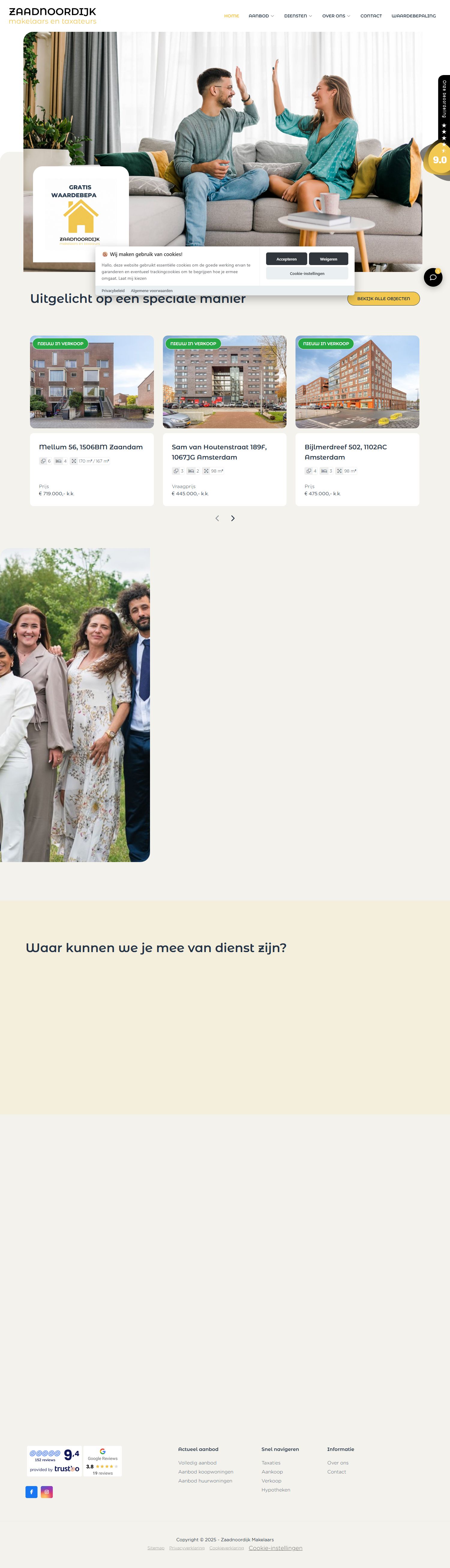 Capture d'écran du site web de www.zaadnoordijkmakelaars.nl