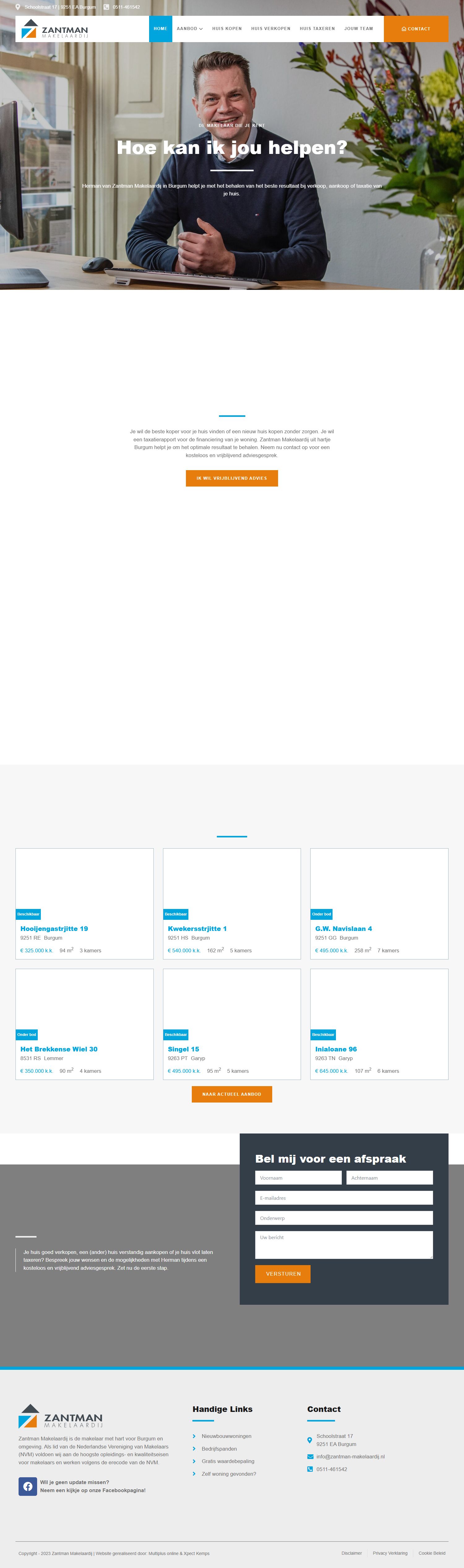 Screenshot of the website of www.zantman-makelaardij.nl