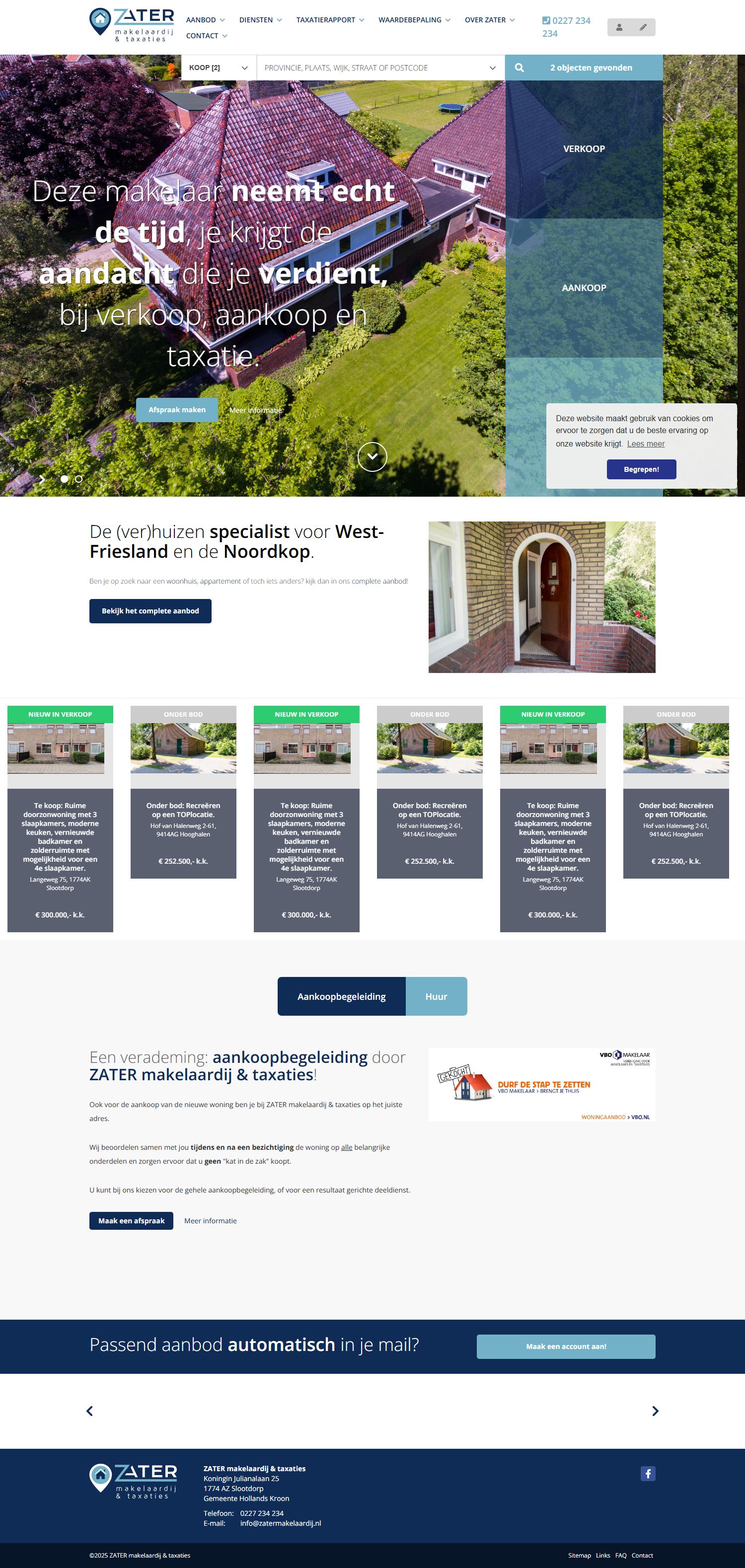 Capture d'écran du site web de www.zatermakelaardij.nl