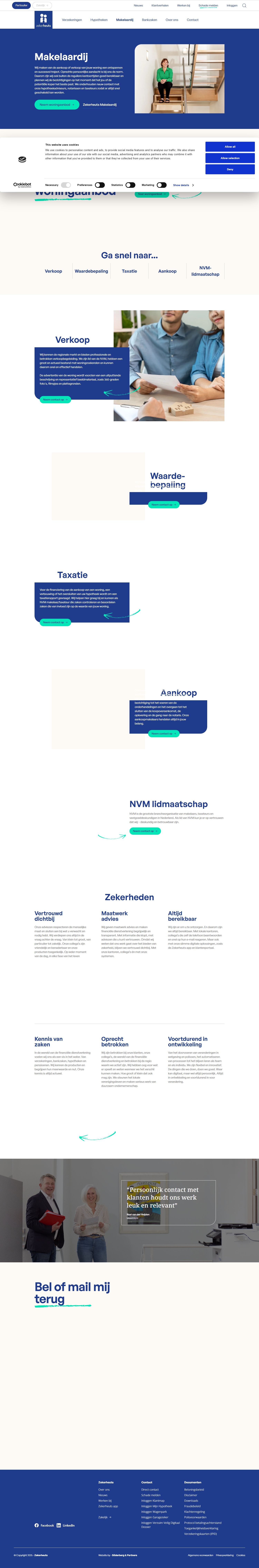 Screenshot of the website of www.zekerheuts.nl