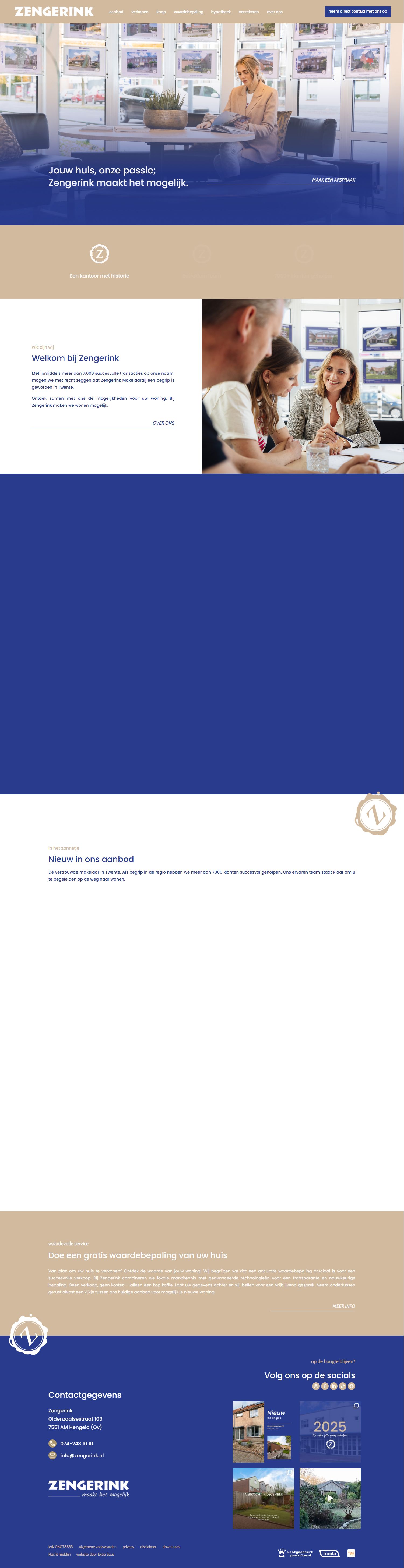 Screenshot of the website of www.zengerink.nl