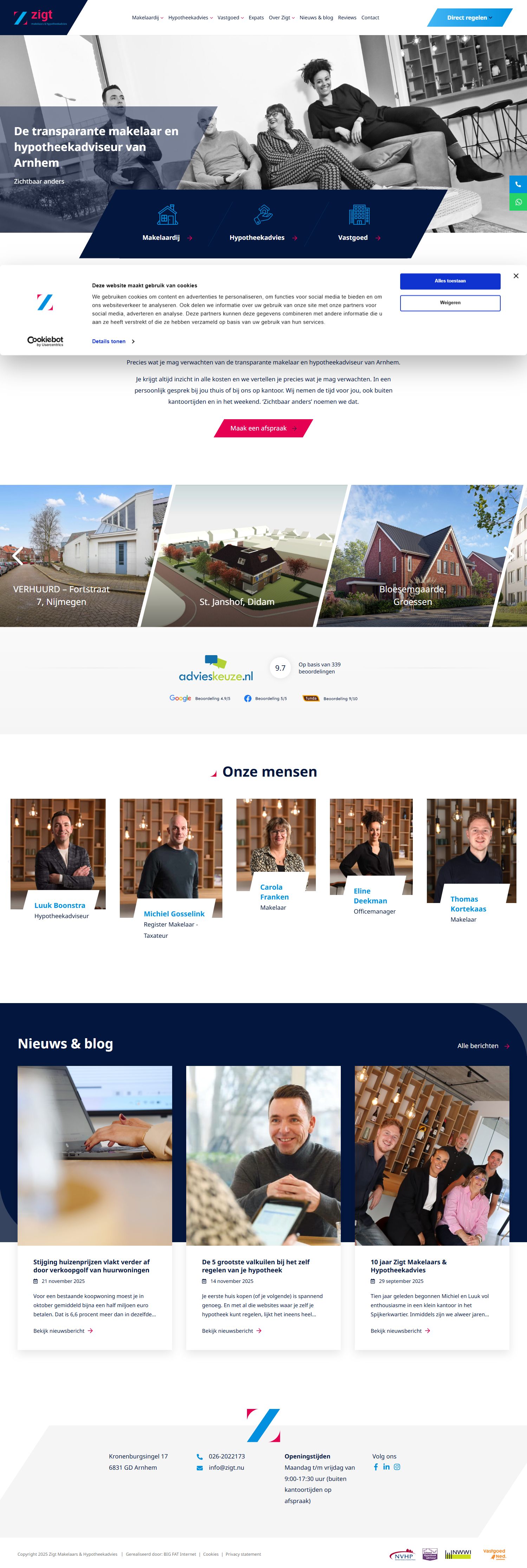 Screenshot of the website of www.zigt.nu