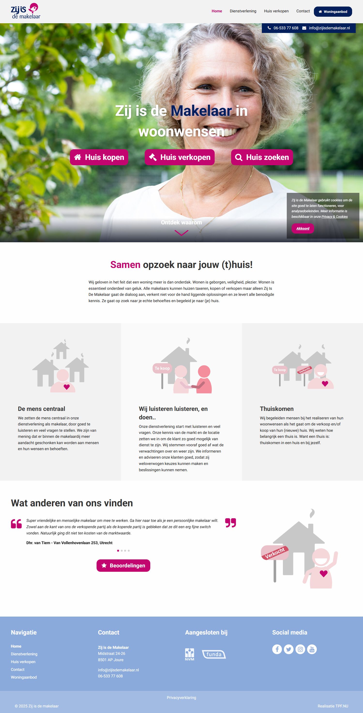Screenshot of the website of www.zijisdemakelaar.nl