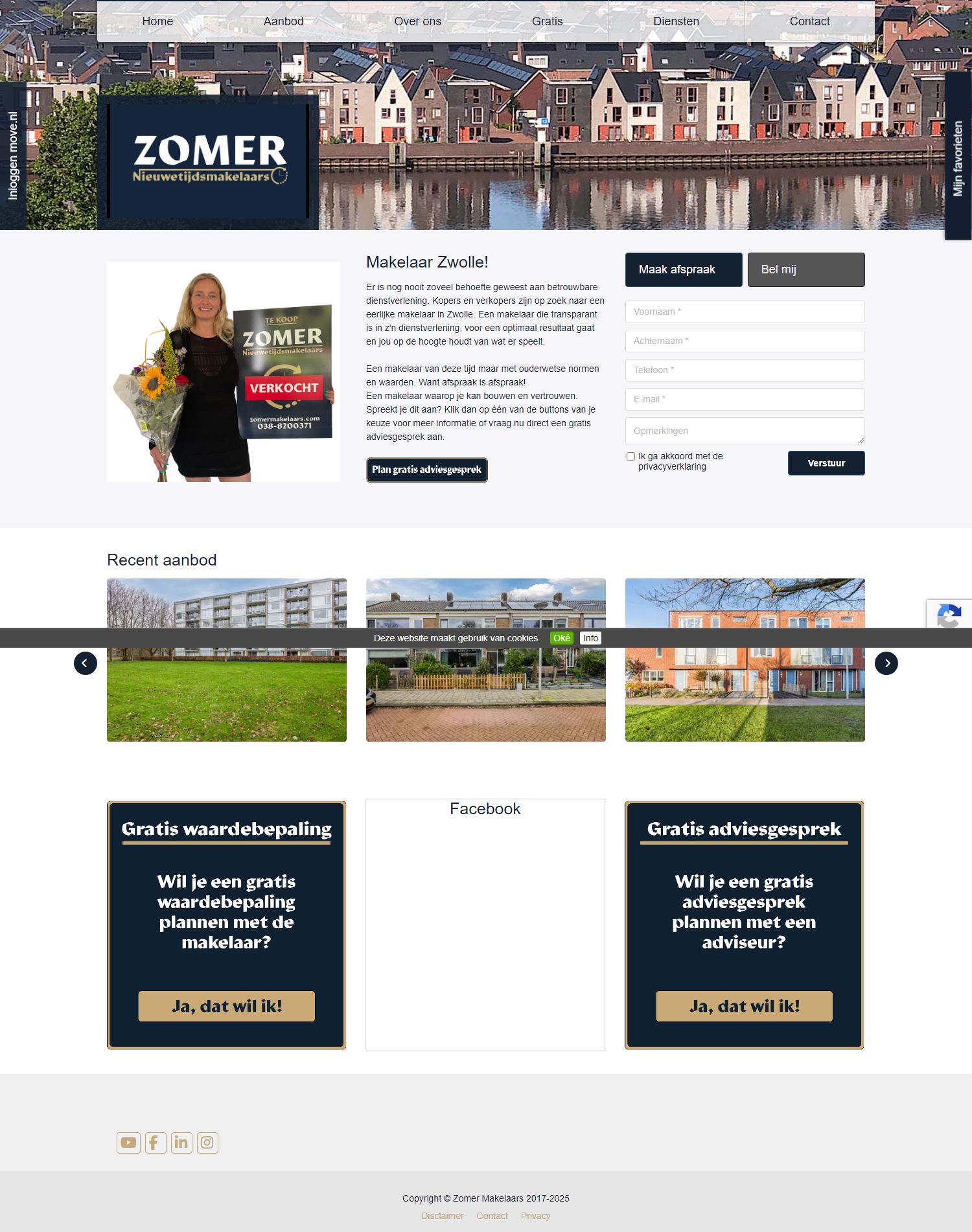 Screenshot van de website van www.zomermakelaars.com