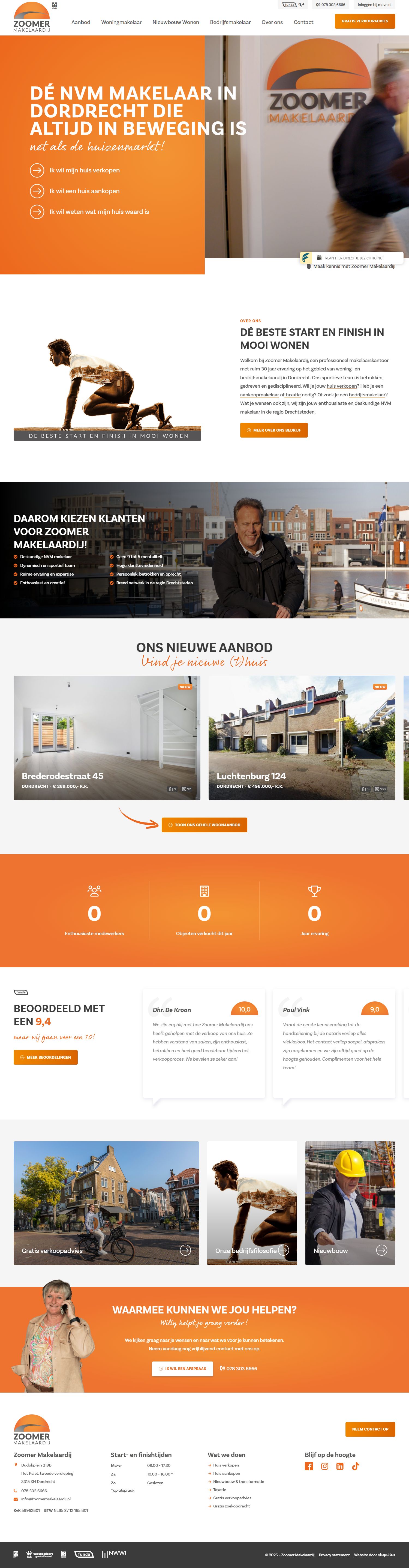 Screenshot of the website of www.zoomermakelaardij.nl