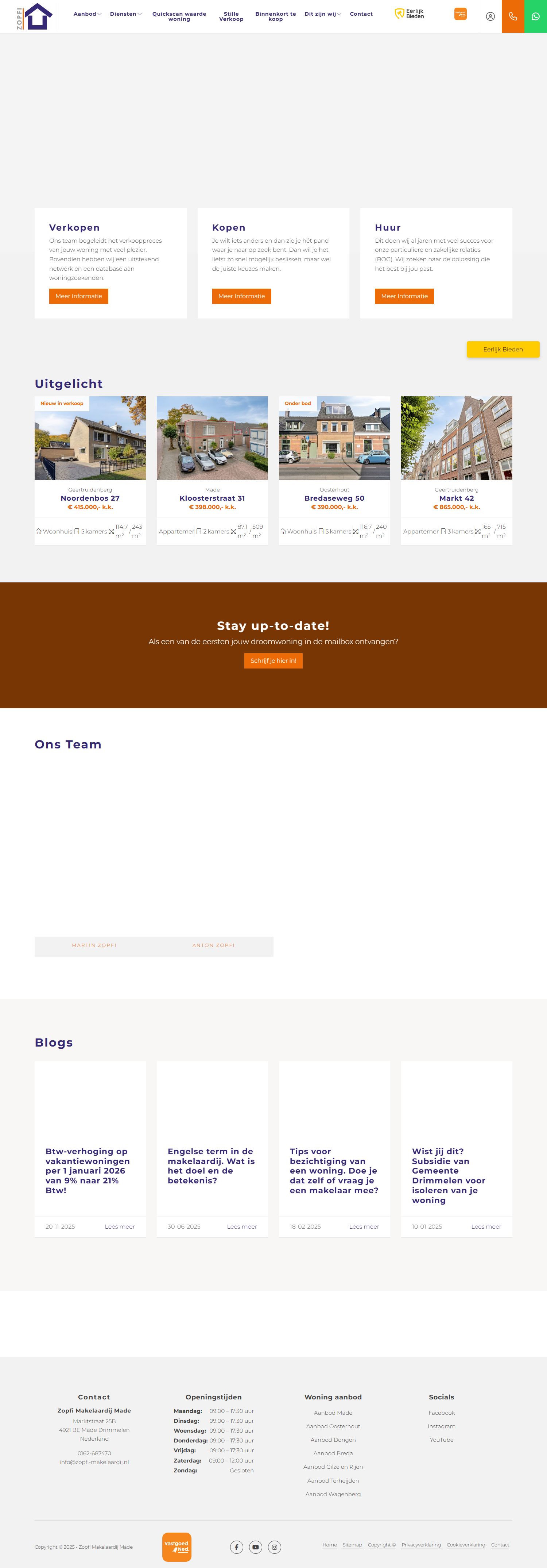 Screenshot van de website van www.zopfi-makelaardij.nl