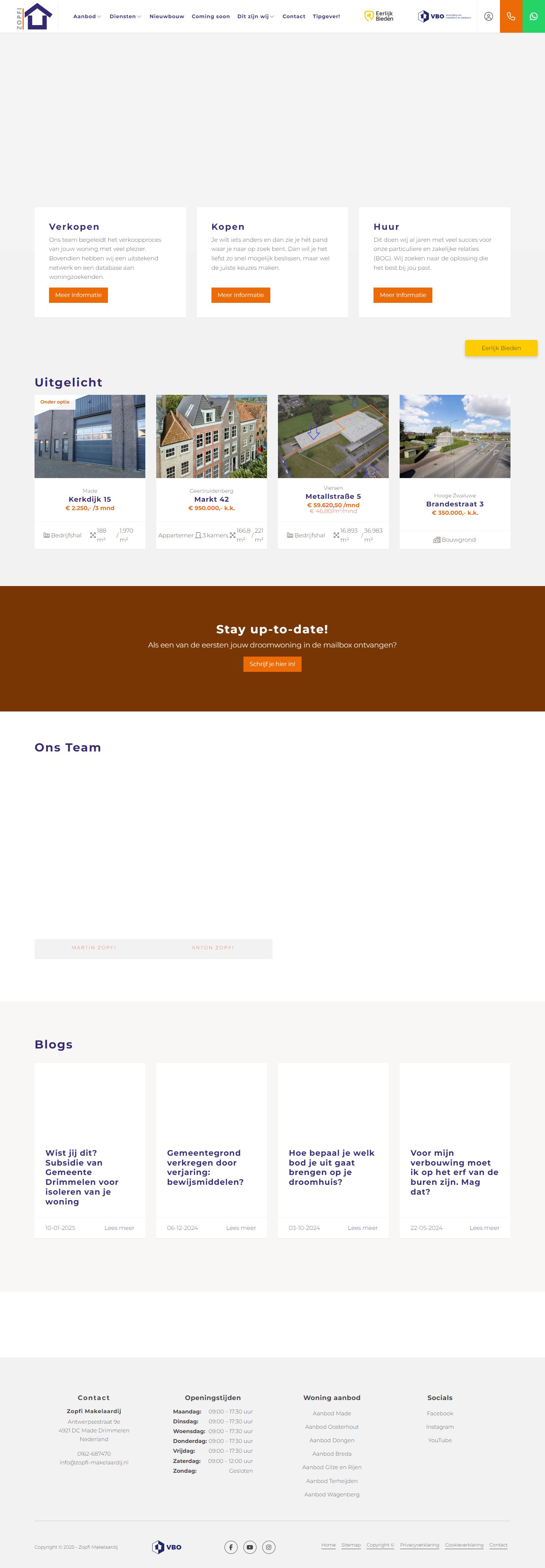 Screenshot van de website van www.zopfi-makelaardij.nl