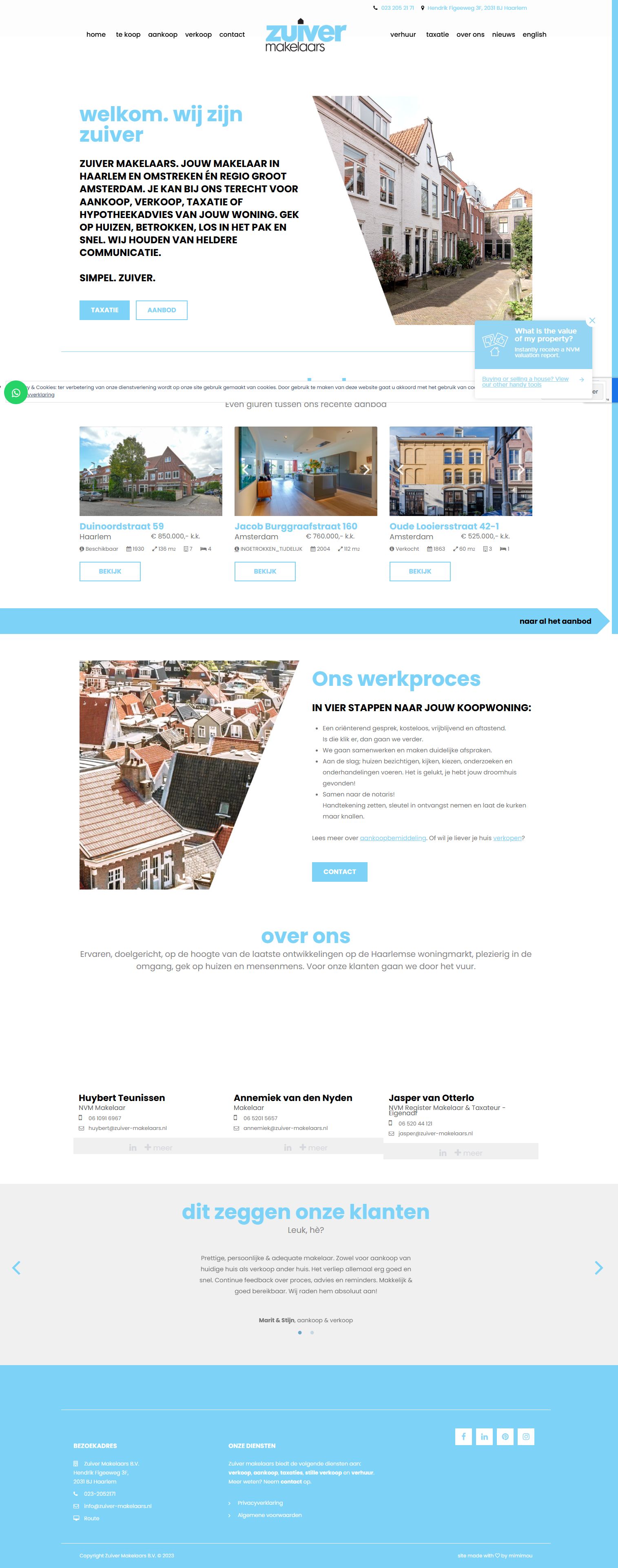 Capture d'écran du site web de www.zuiver-makelaars.nl