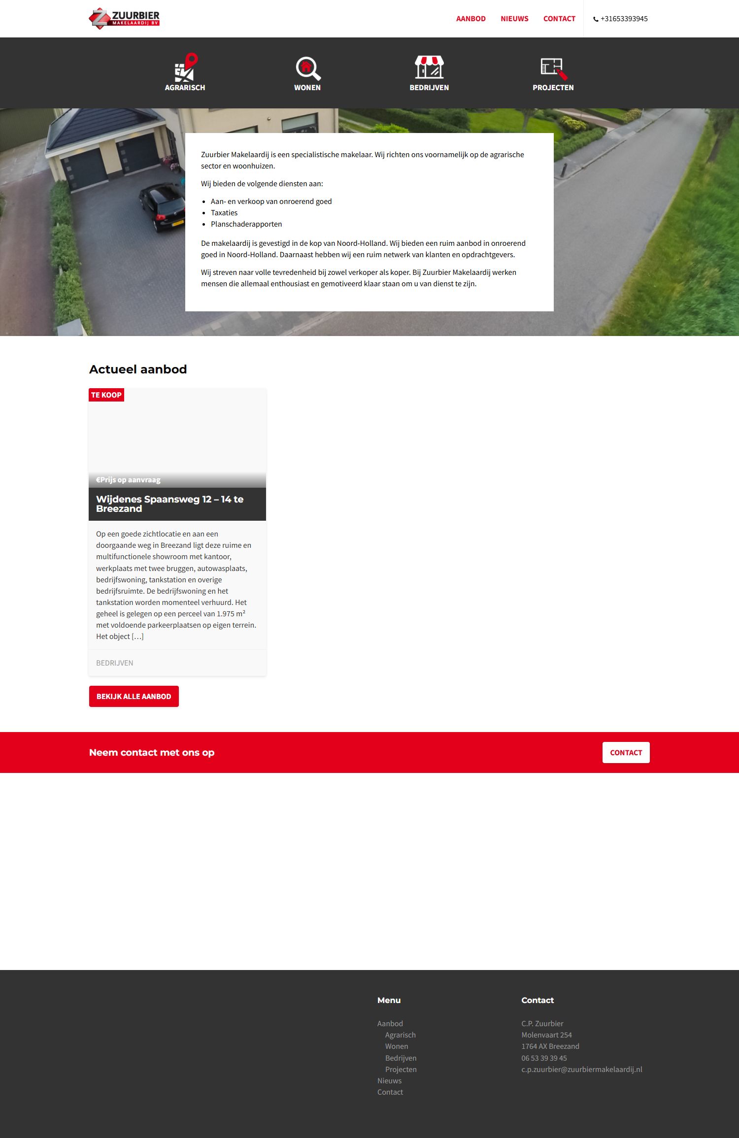 Screenshot of the website of www.zuurbiermakelaardij.nl