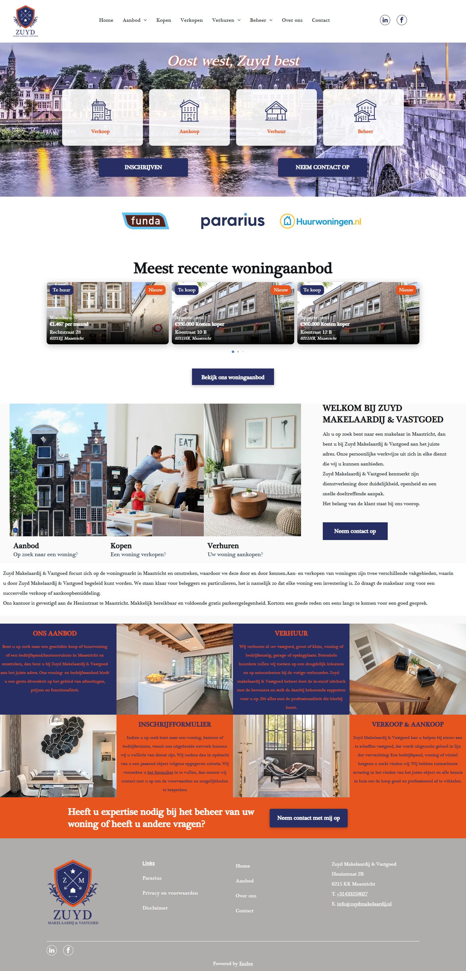 Screenshot of the website of www.zuydmakelaardij.nl