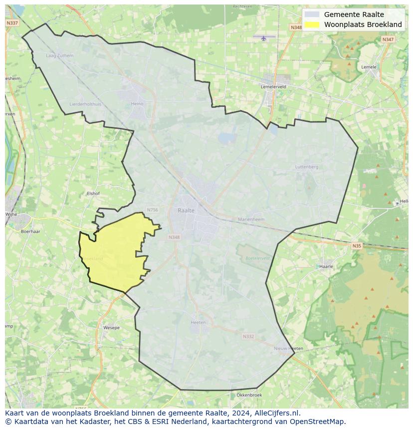 Kaart van makelaars in Broekland, gemeente Raalte