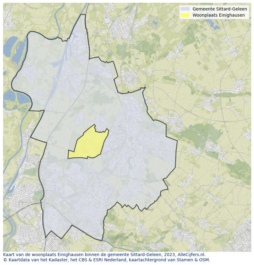 Kaart van makelaars in Einighausen, gemeente Sittard-Geleen