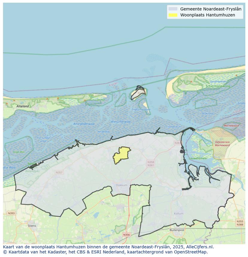 Kaart van makelaars in Hantumhuzen, gemeente 