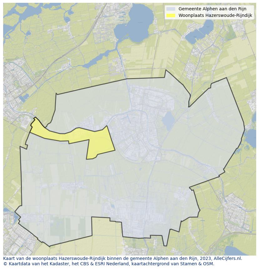 Kaart van Hazerswoude Rijndijk