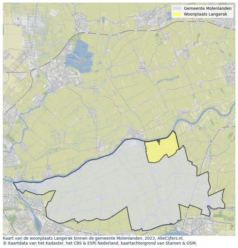 Kaart van makelaars in Langerak, gemeente Liesveld