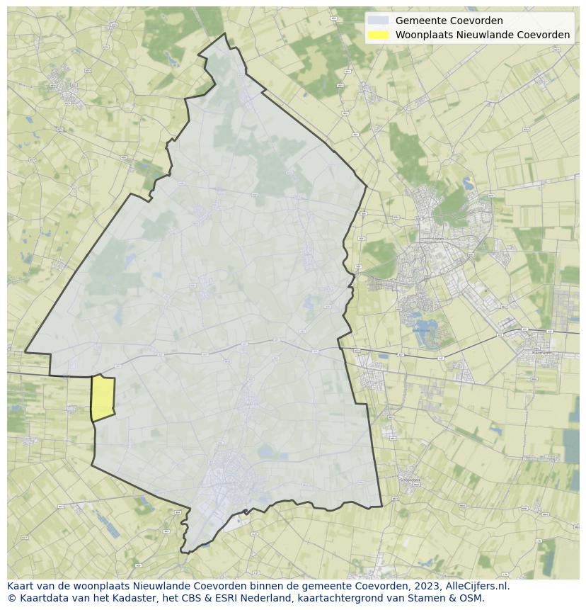 Kaart van Nieuwlande Coevorden