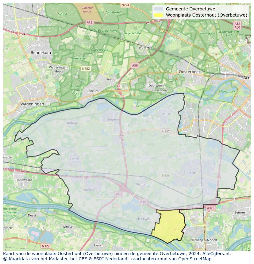 Kaart van makelaars in Oosterhout, gemeente Overbetuwe