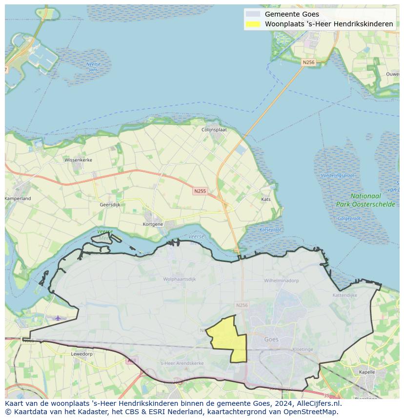 Kaart van makelaars in 's-Heer-Hendrikskinderen, gemeente Goes