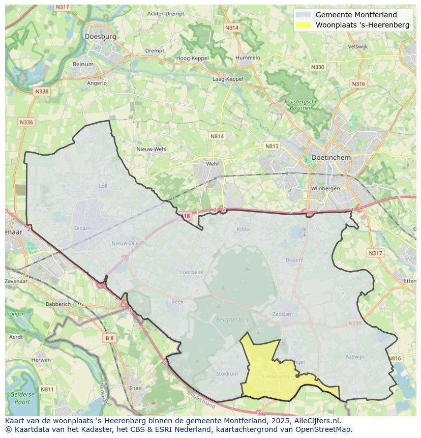 Kaart van makelaars in 's-Heerenberg, gemeente Montferland