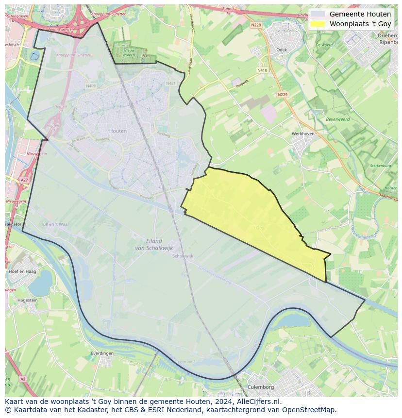 Kaart van makelaars in 't Goy, gemeente Houten