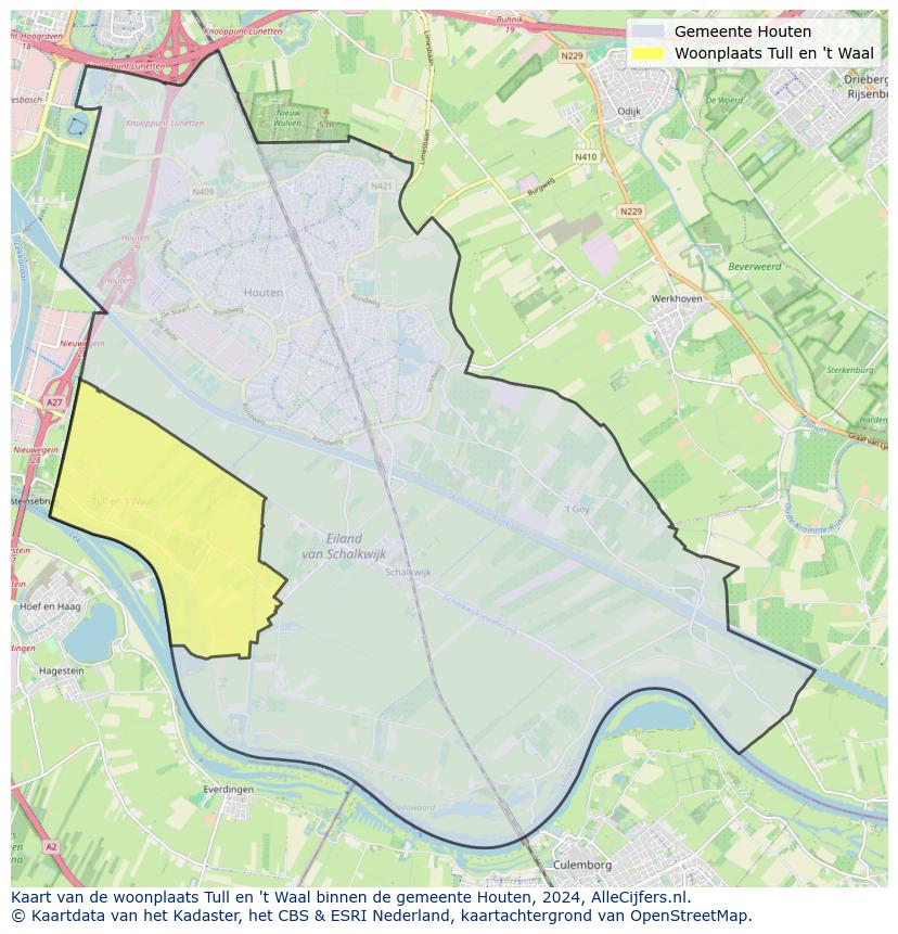 Kaart van makelaars in Tull en 't Waal, gemeente Houten
