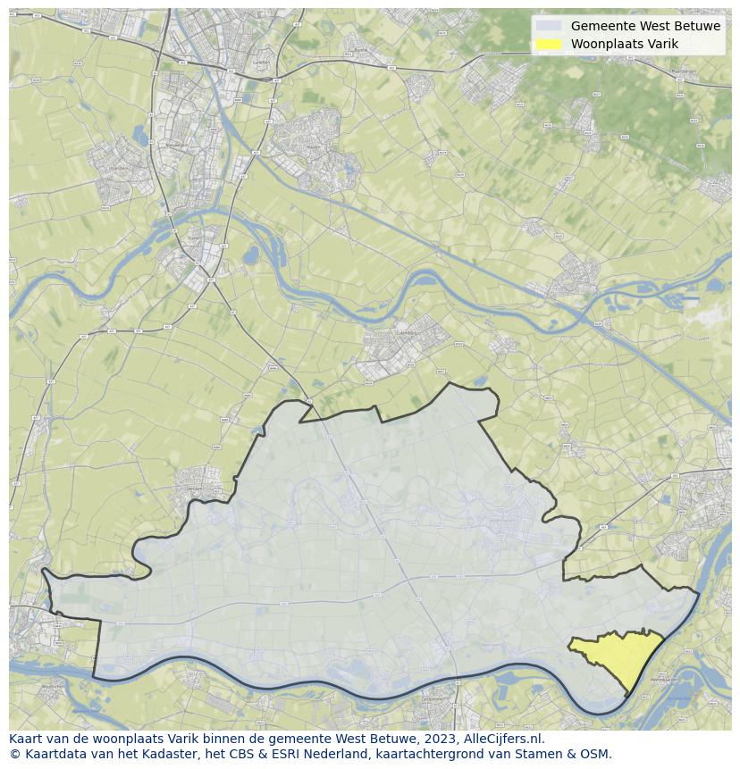 Kaart van makelaars in Varik, gemeente Neerijnen