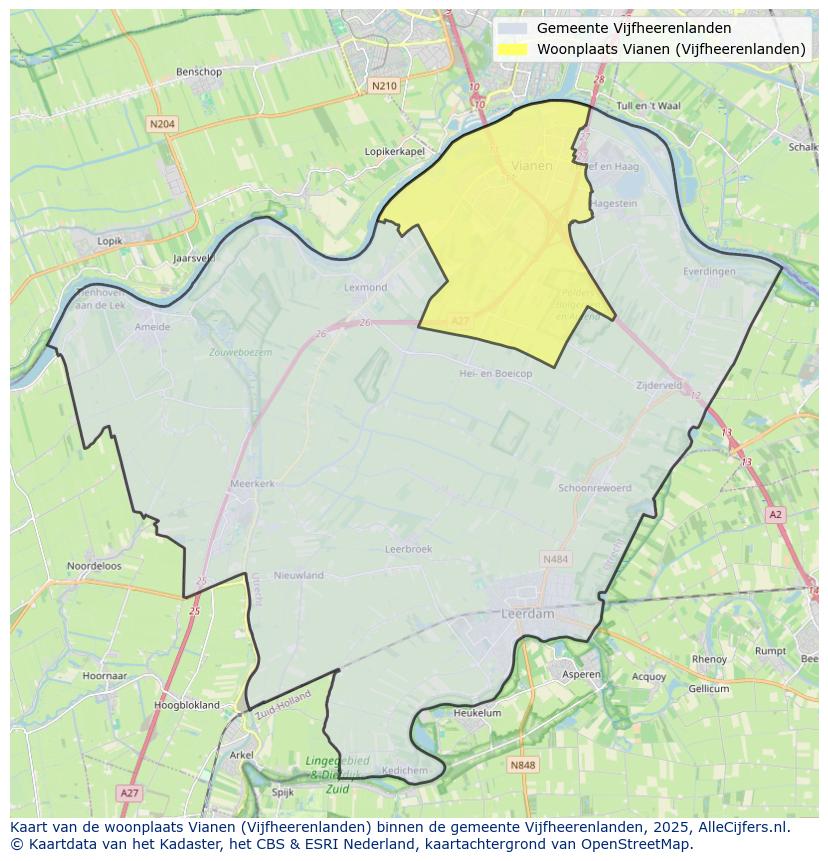 Kaart van makelaars in Vianen Vijfheerenlanden, gemeente 