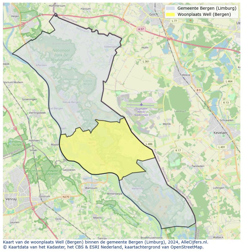 Kaart van makelaars in Well, gemeente Bergen