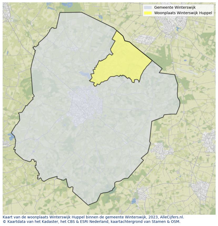 Kaart van Winterswijk Huppel