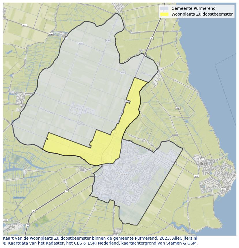 Kaart van Zuidoostbeemster