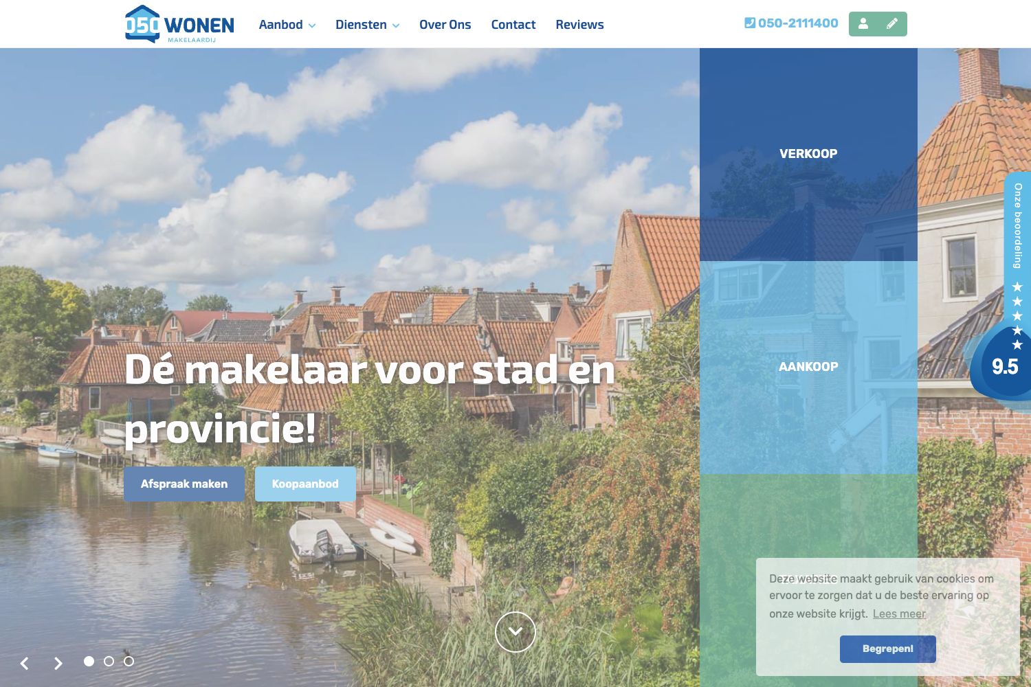 Website screenshot https://050wonen.nl