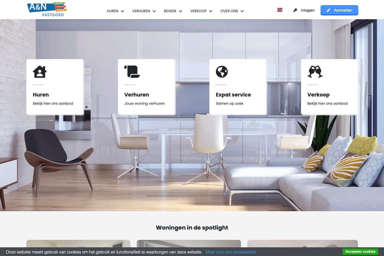 Website screenshot https://anvastgoed.nl