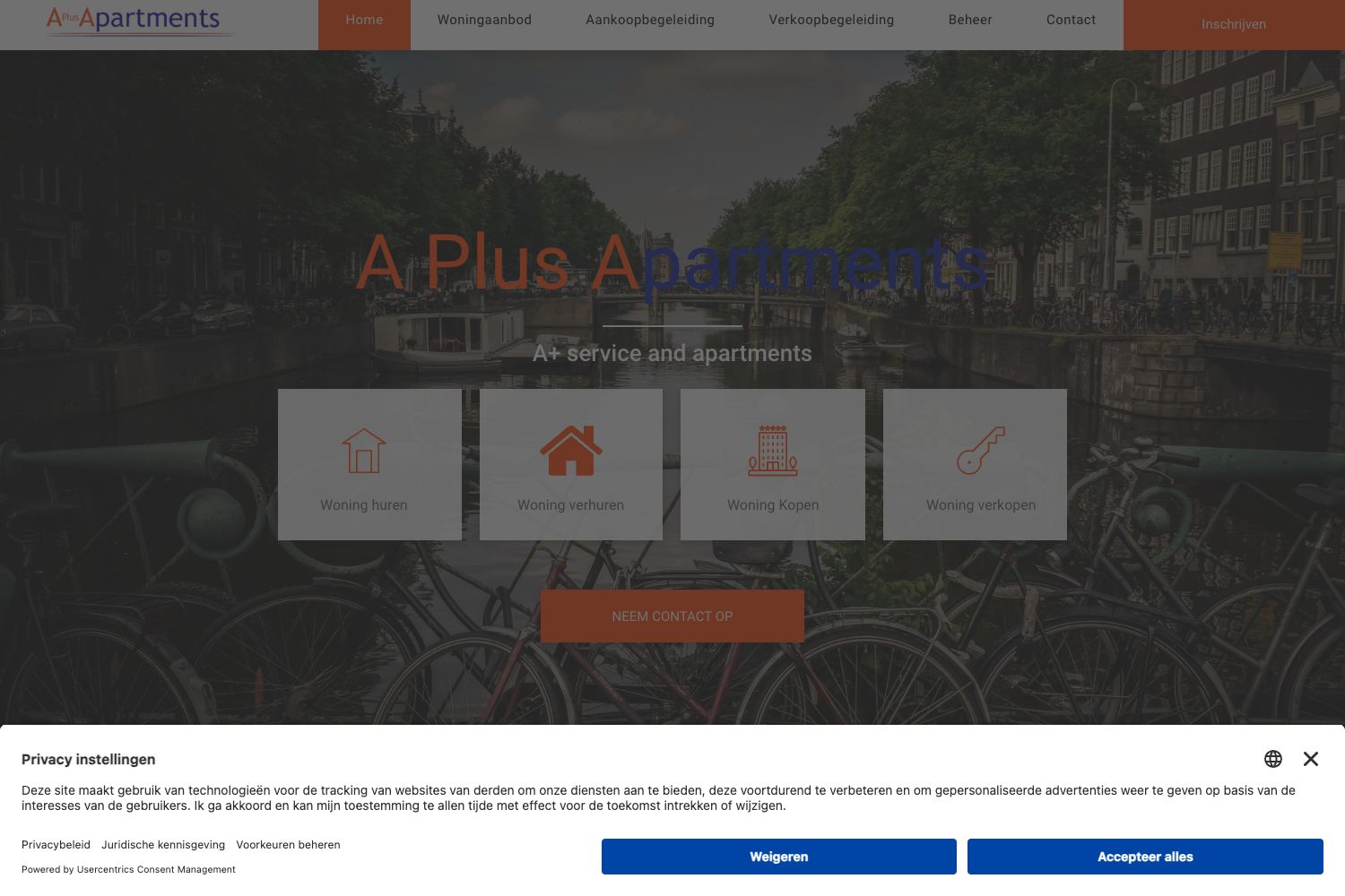 Website screenshot https://aplusapartments.nl