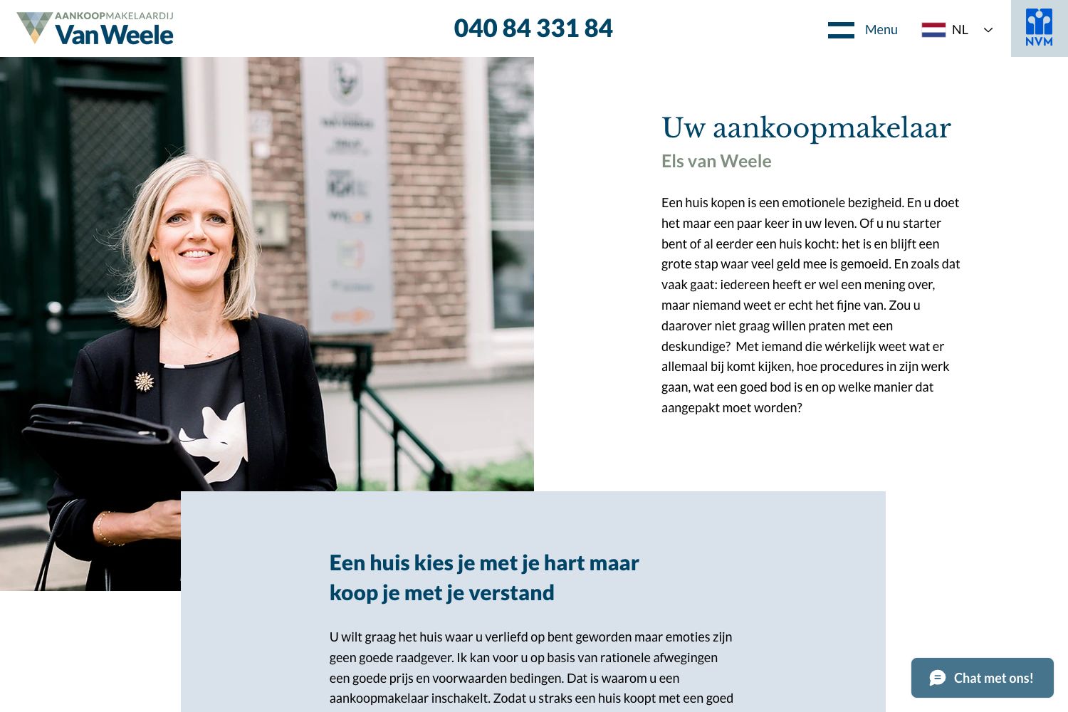 Website screenshot https://aankoopmakelaardijvanweele.nl