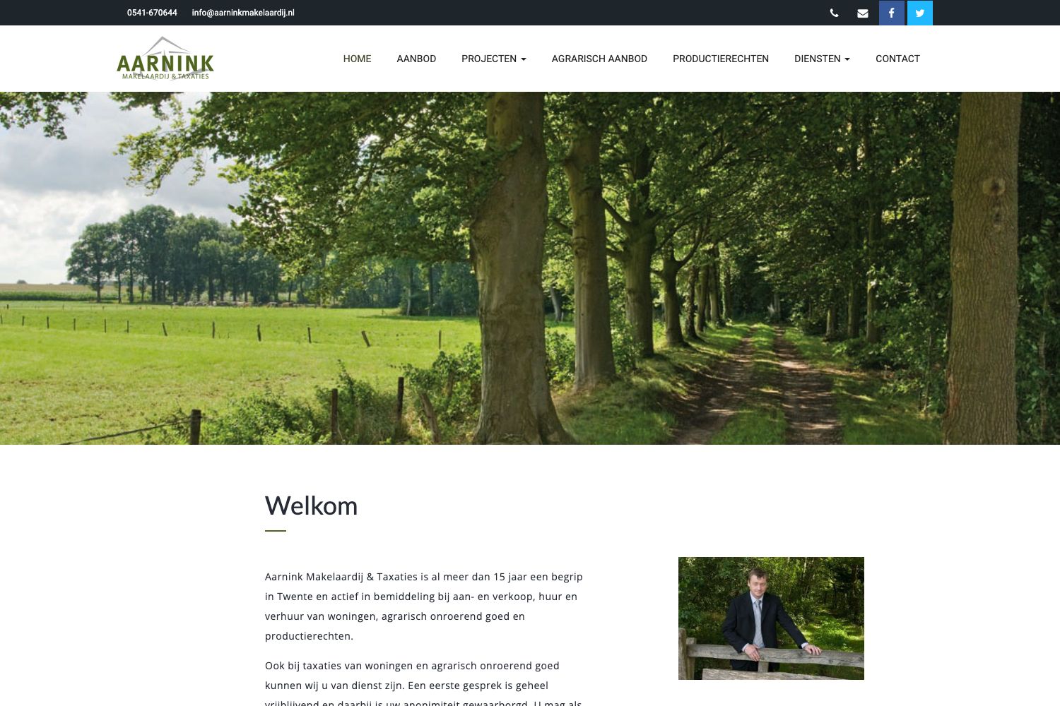 Website screenshot https://aarninkmakelaardij.nl