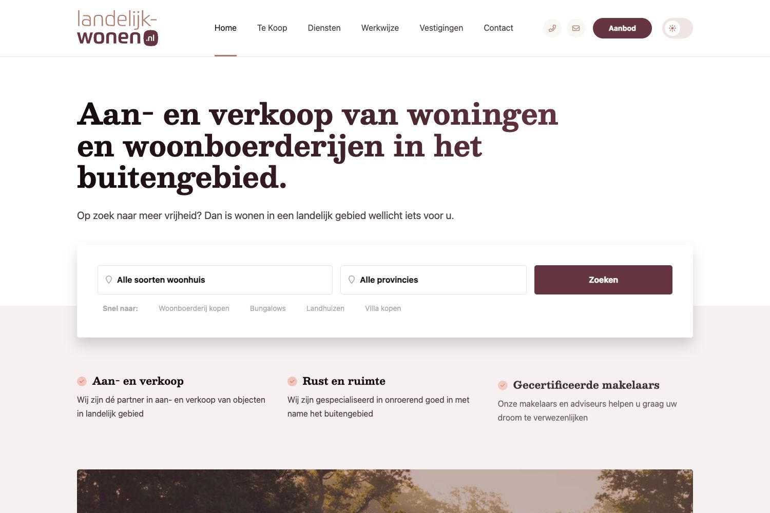 Website screenshot https://landelijk-wonen.nl