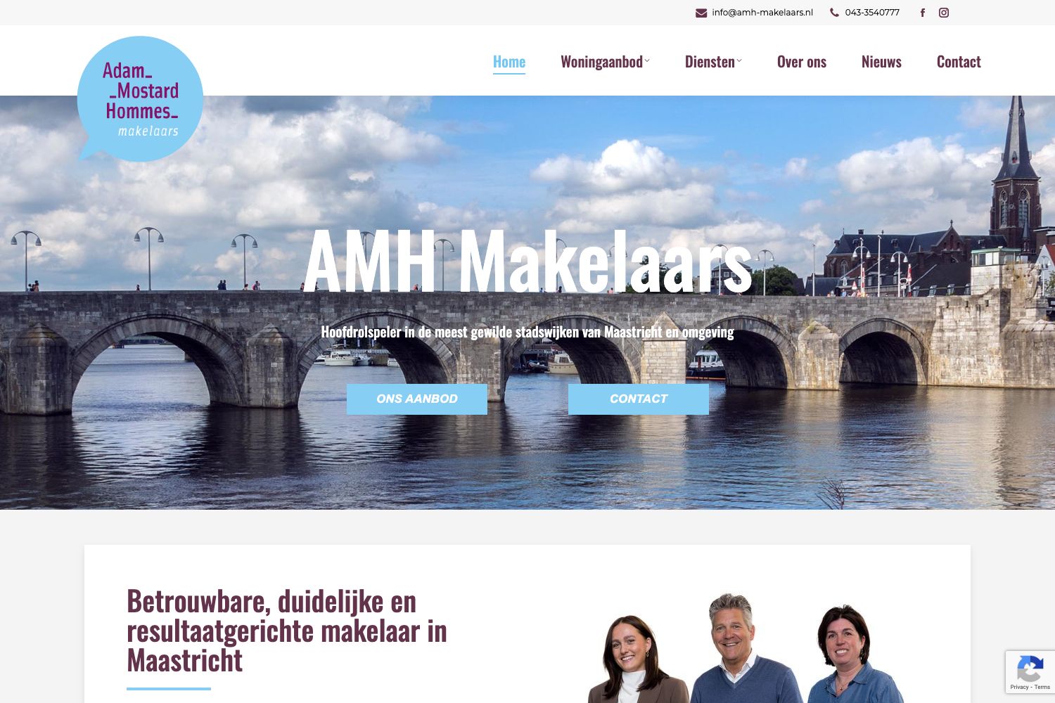 Website screenshot https://amh-makelaars.nl