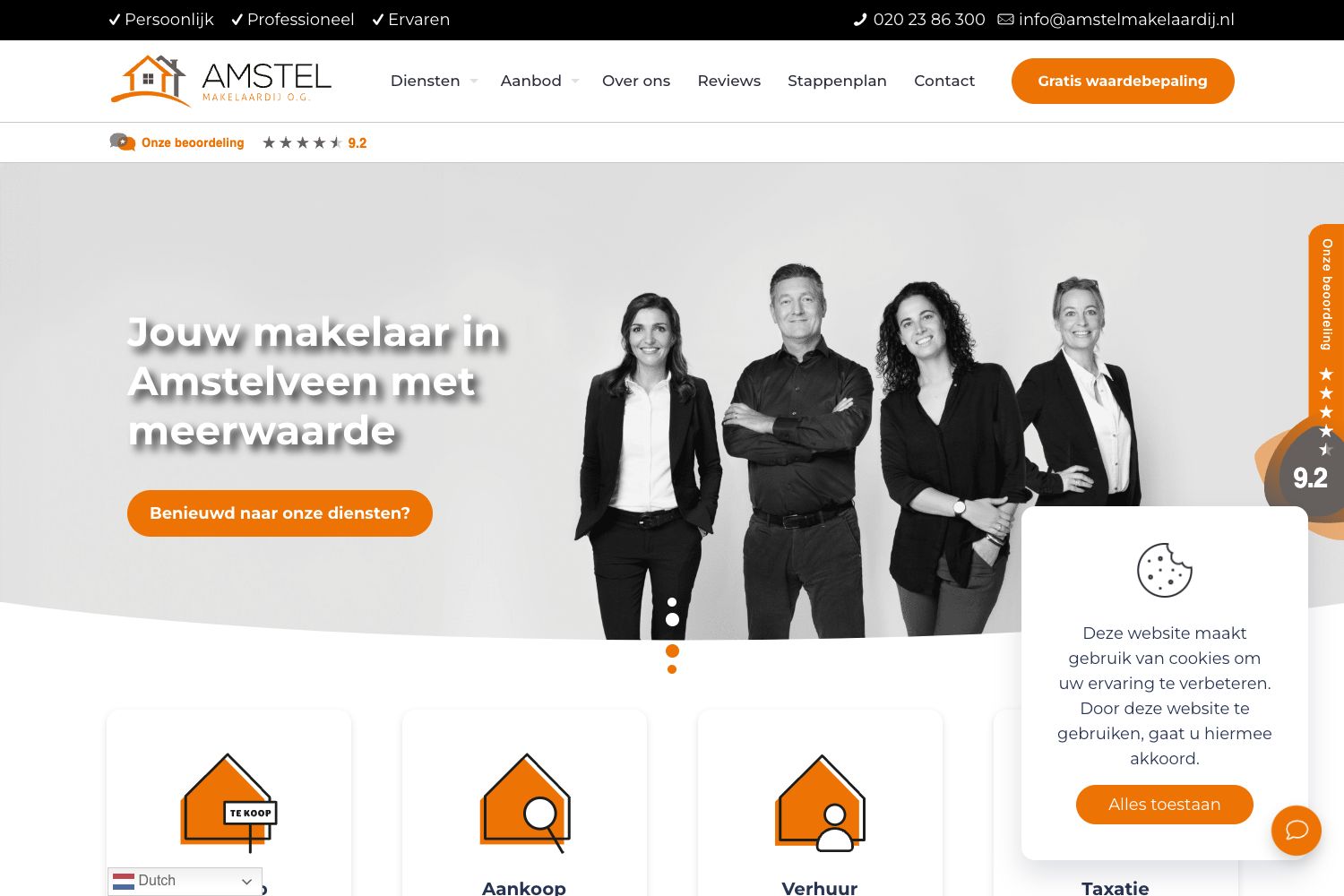 Website screenshot https://amstelmakelaardij.nl