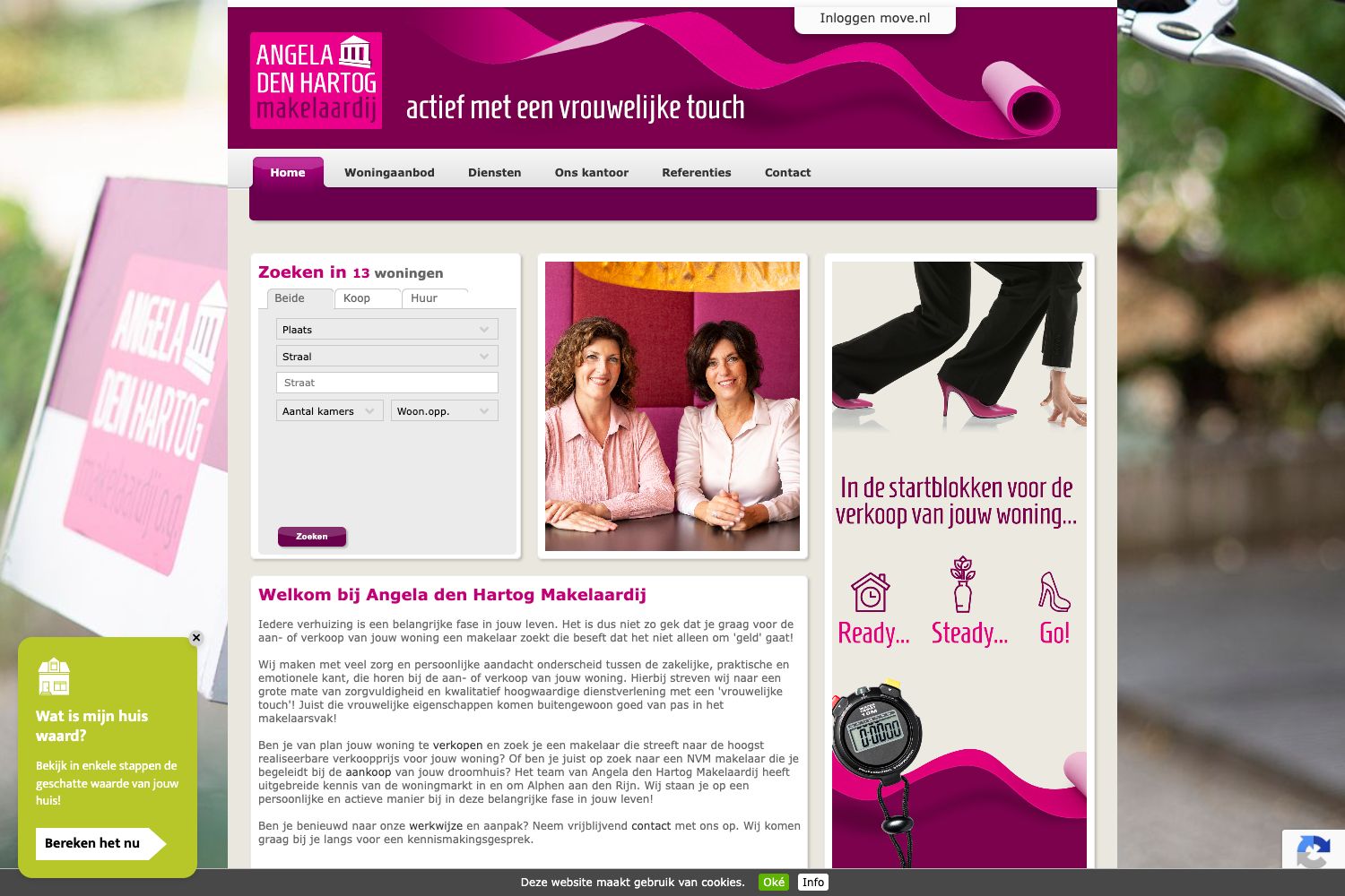 Website screenshot https://angeladenhartog.nl