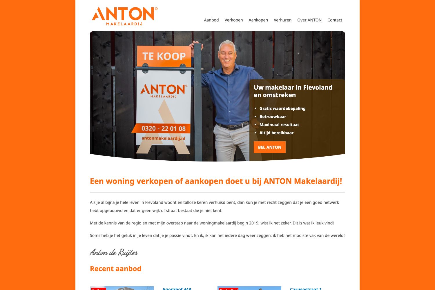 Website screenshot https://antonmakelaardij.nl