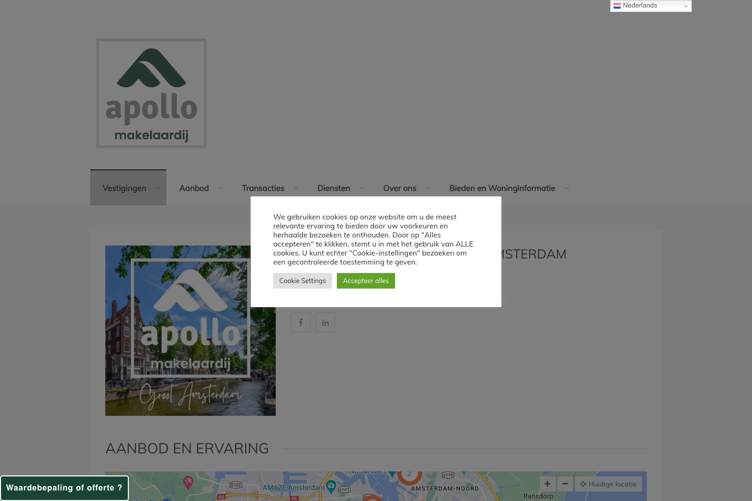 Website screenshot https://amsterdam.apollomakelaardij.nl