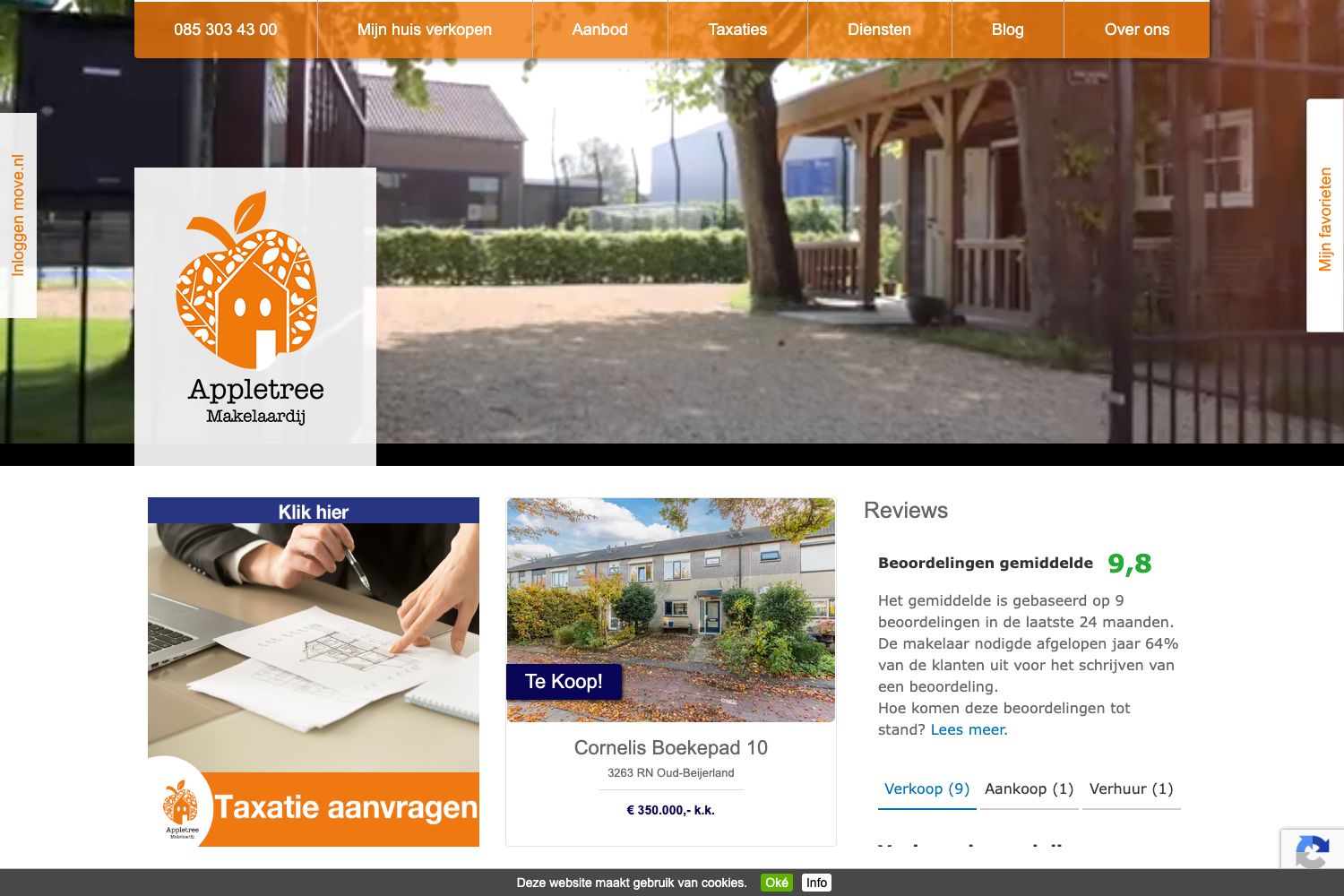 Website screenshot https://appletreemakelaardij.nl