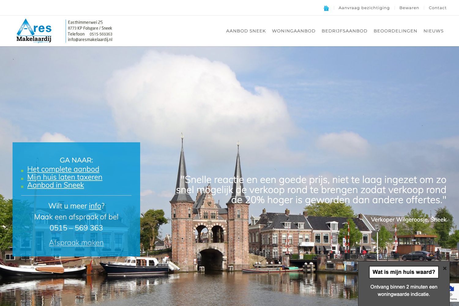 Website screenshot https://aresmakelaardij.nl
