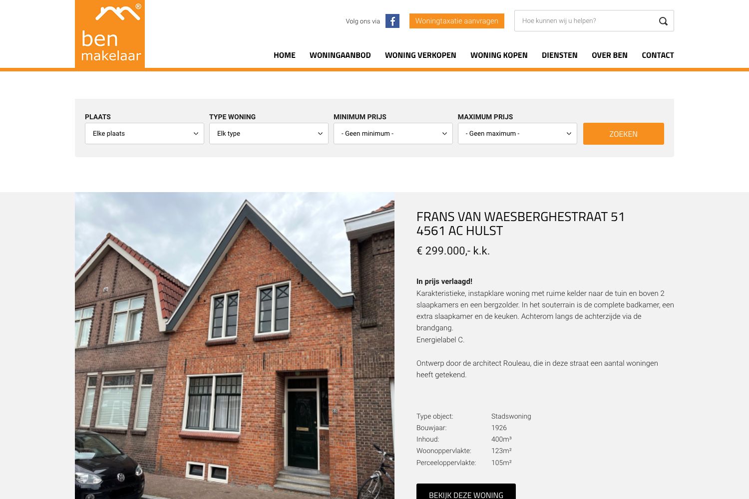 Website screenshot https://benmakelaar.nl