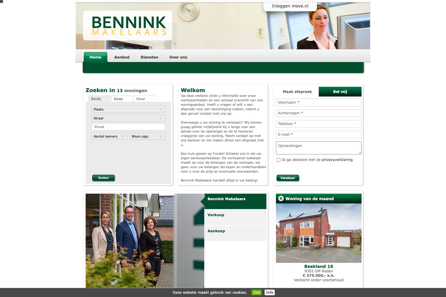 Website screenshot https://benninkmakelaardij.nl