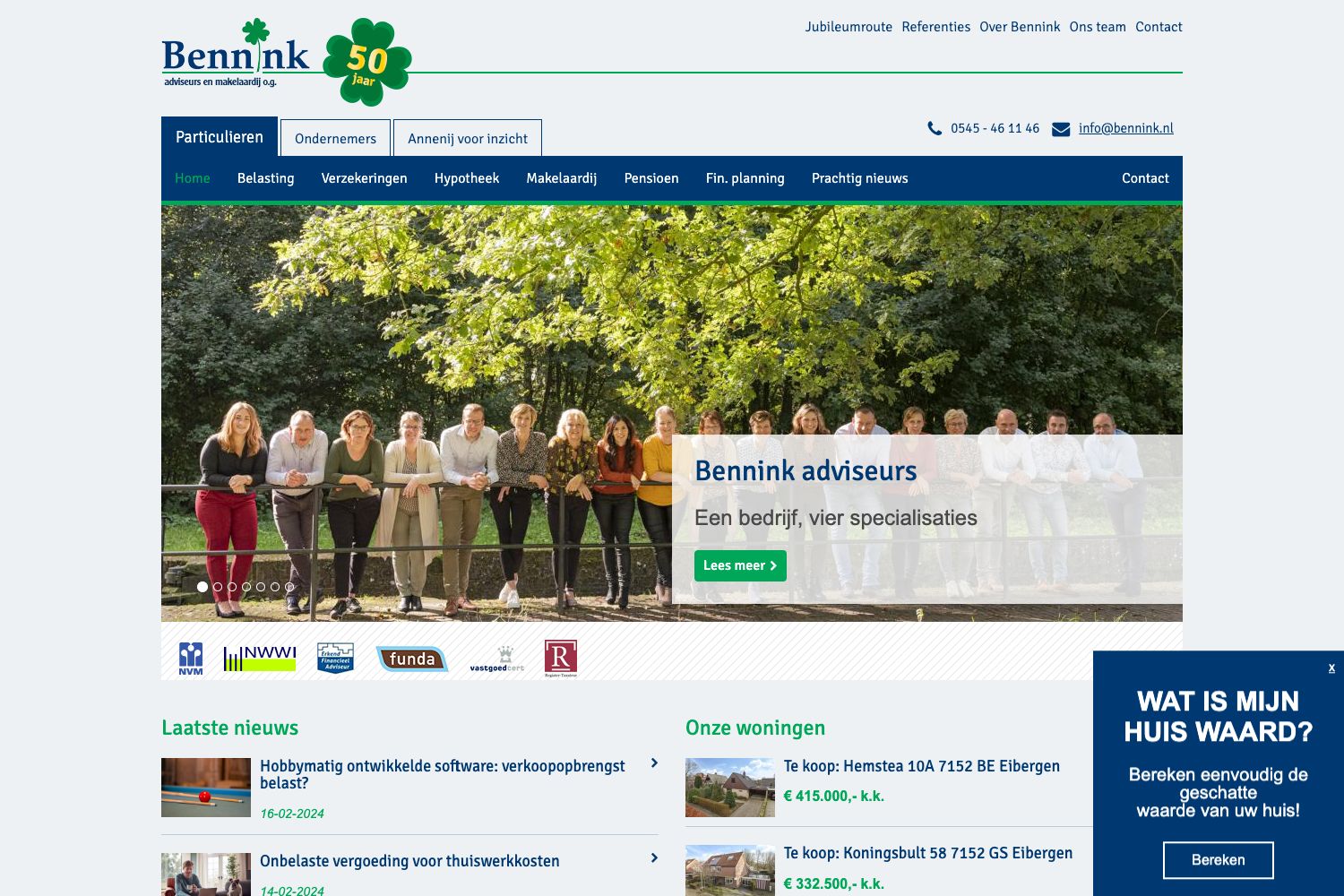 Website screenshot https://bennink.nl